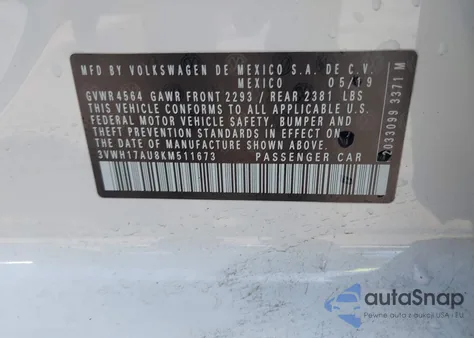 2019 Volkswagen Golf Alltrack Tsi S/Tsi Se/Tsi Sel from USA, damaged, VIN 3VWH17AU8KM511673
